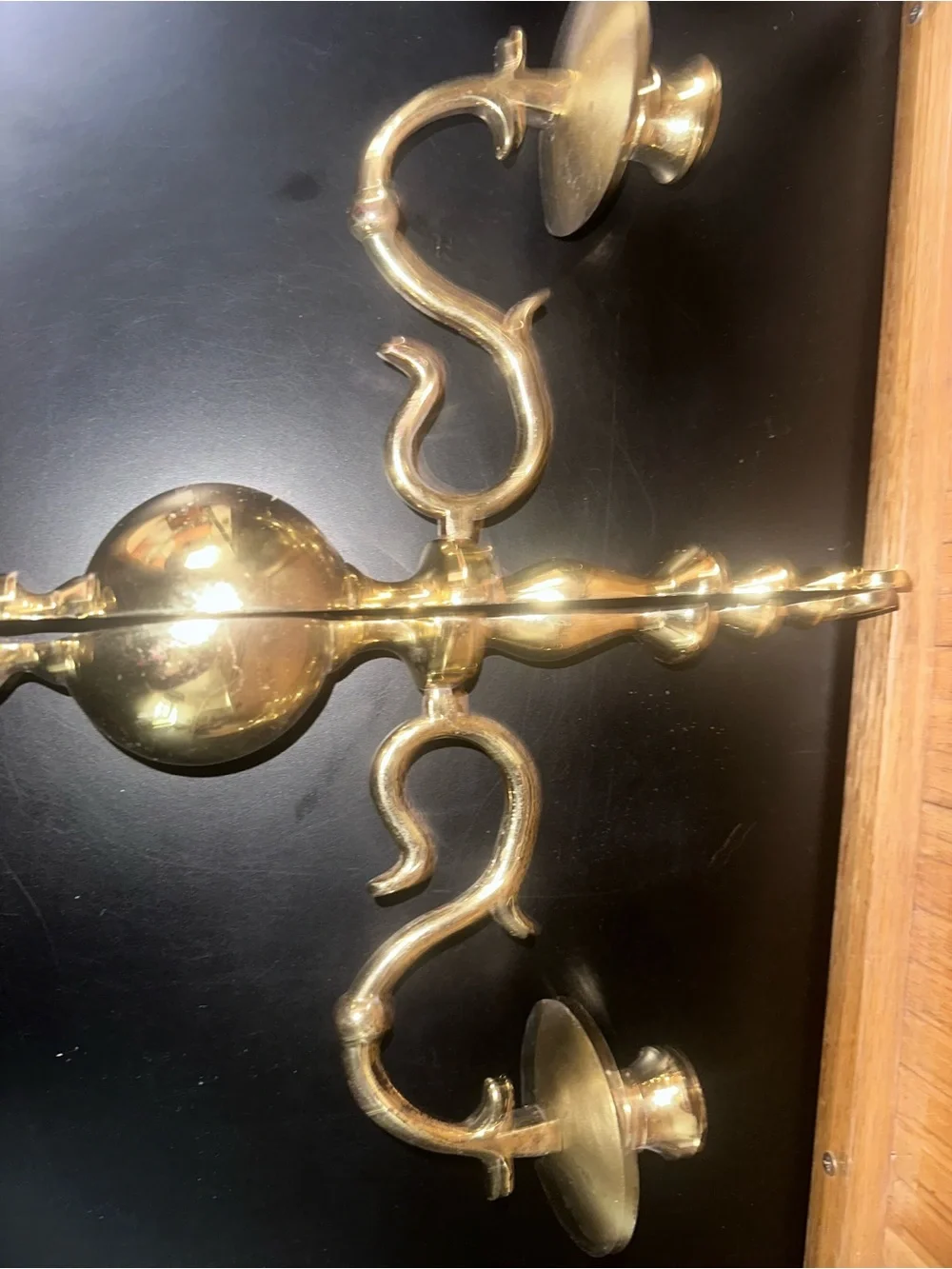 Pair of Vintage Brass Candle Sconces - Polished Gold Tone